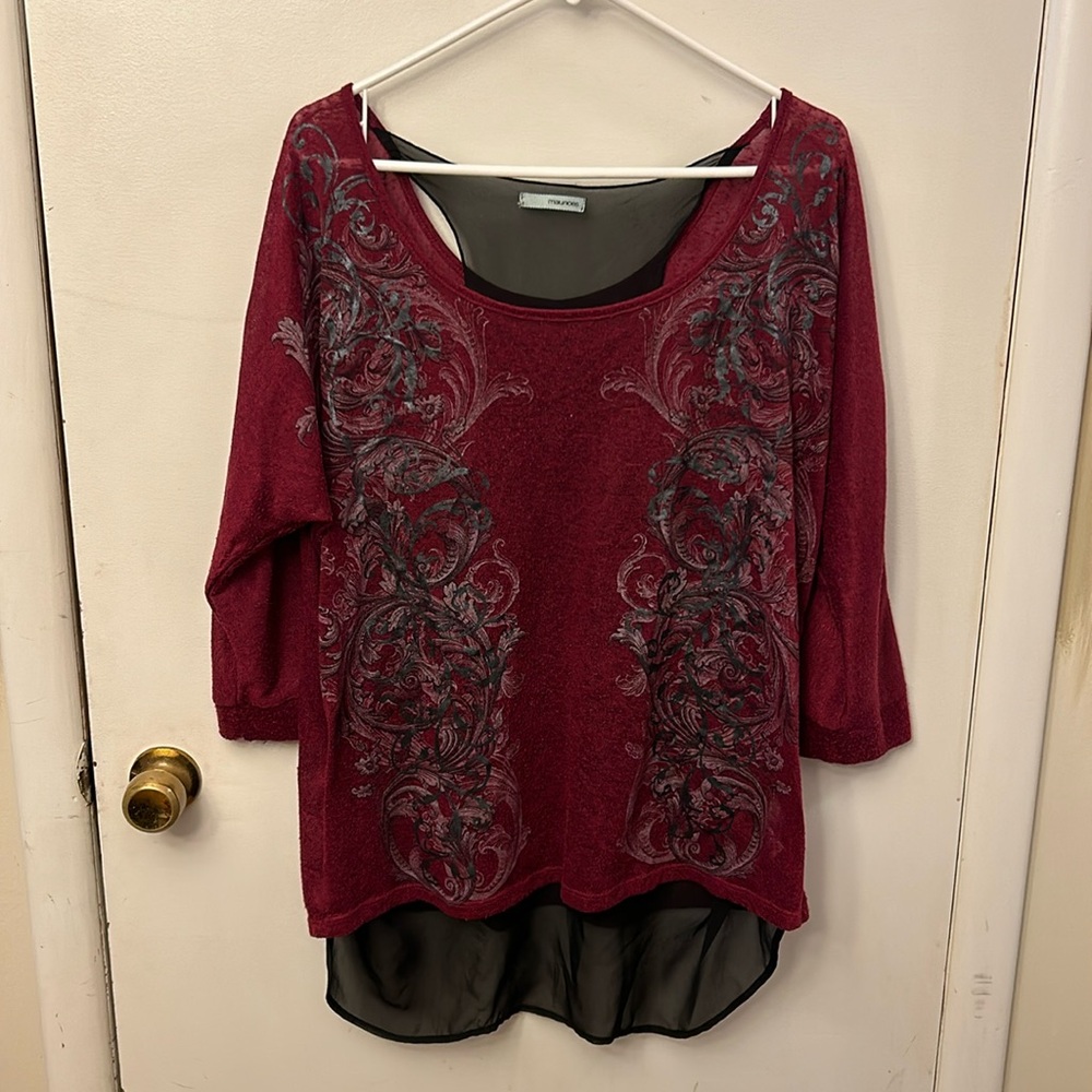 Maurice’s Women’s Top Black/Maroon ~23” pit to pit